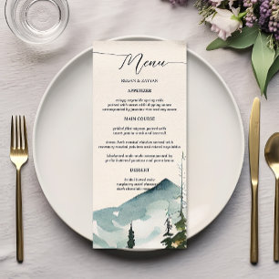 Menu Mariage Montagnes Et Pins Aquarelle