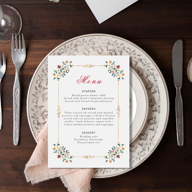 Menu Mariage Motif classique complexe de géométrie vint (Créateur téléchargé)