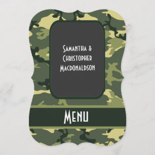 Menu mariage motif de chasse à la camionnette vert