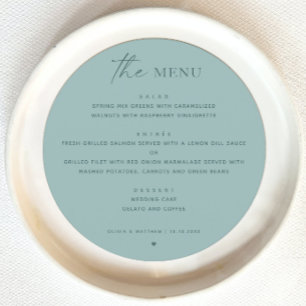 Menu Mariage Nautique Bleu Pastel Minimaliste Rond