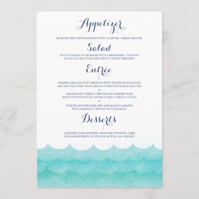 Menu Mariage Nautique Personnalisé En Mer (Devant)