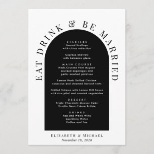Menu Mariage noir blanc minimaliste en arc moderne