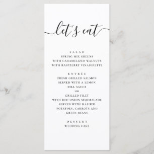 Menu Mariage Noir & Blanc Minimaliste Moderne Propre