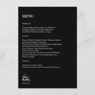 Menu Mariage noir blanc moderne