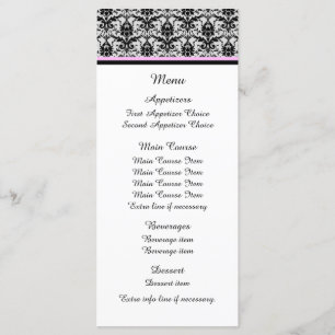 Menu Mariage noir Damask Pink