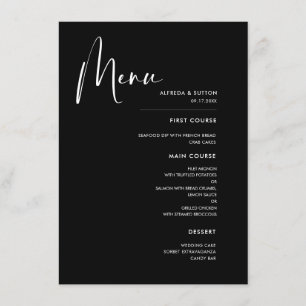 Menu Mariage noir élégant et moderne