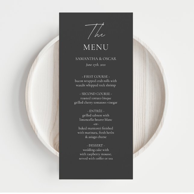 Menu Mariage noir et blanc minimaliste (Créateur téléchargé)