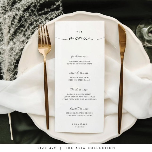 Menu Mariage noir et blanc minimaliste et chic (Minimalist Wedding Menu Template Modern Script Wedding Dinner Menu Printable Digital Download)