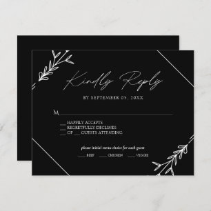 Menu Mariage noir et blanc minimum Choix RSVP