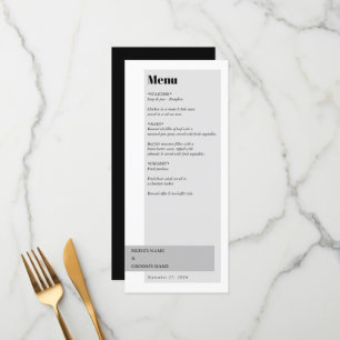 Menu Mariage noir et blanc moderne