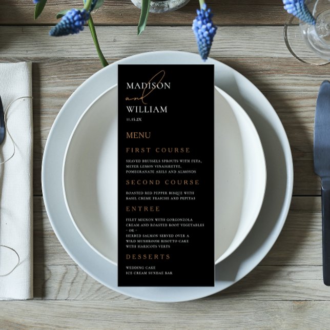 Menu Mariage noir et blanc simple (Créateur téléchargé)