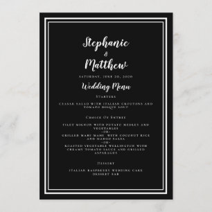 Menu Mariage noir et blanc simple Classic encadré