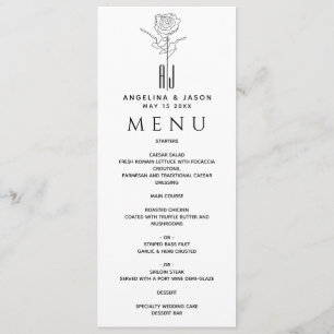 Menu Mariage noir et blanc simple et élégant