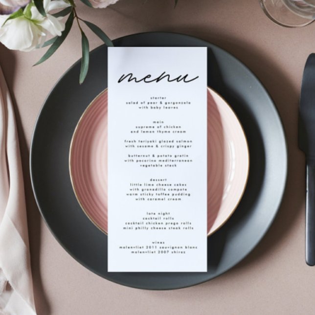 Menu Mariage noir et blanc tout simplement élégant (Créateur téléchargé)