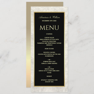 Menu Mariage noir et Marbre blanc