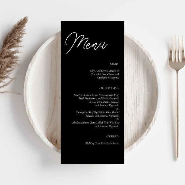 Menu Mariage noir minimaliste (Créateur téléchargé)