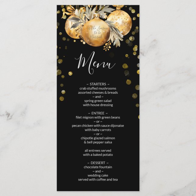 Menu Mariage Noir Noir Or (Devant)