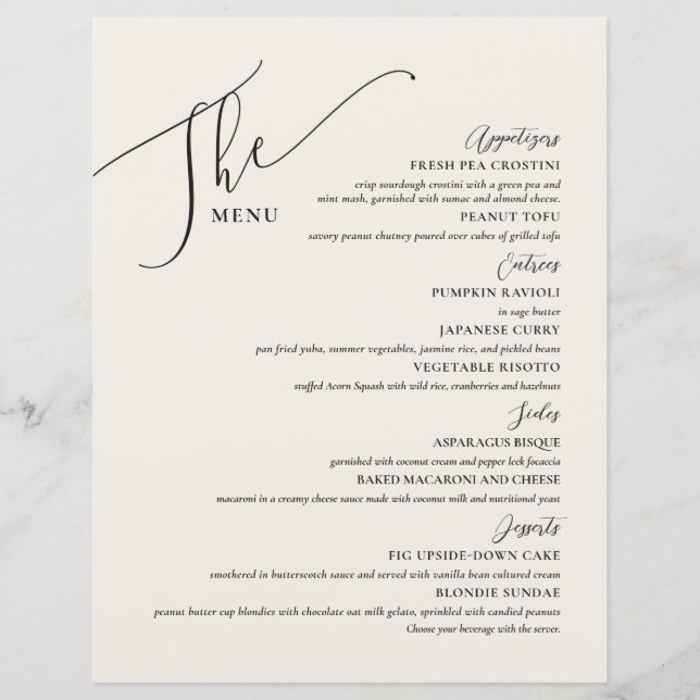 Menu Mariage officiel Elégant Black Bone (Devant)