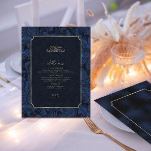Menu Mariage officiel Paisley Navy Blue ID767