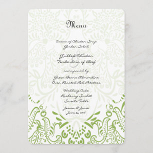 Menu Mariage Oiseau Whimsical Vert Pomme