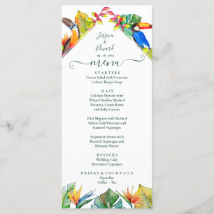Menu Mariage Oiseaux floraux hawaïens tropicaux