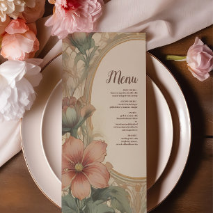Menu Mariage Olives & Oranges Art Nouveau Floral Vintag