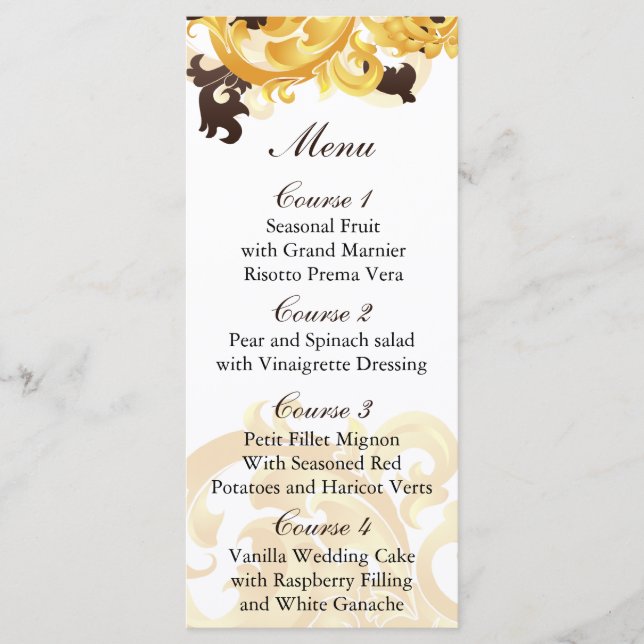 menu Mariage "or et marron" (Devant)