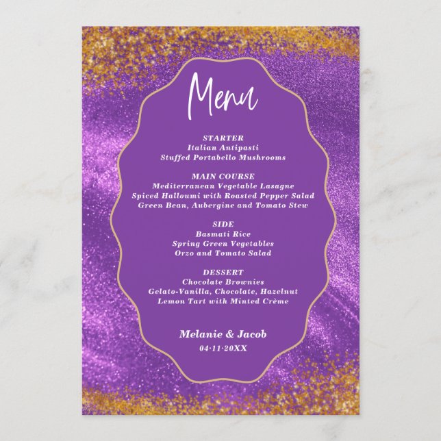 Menu Mariage Or Violet (Devant)