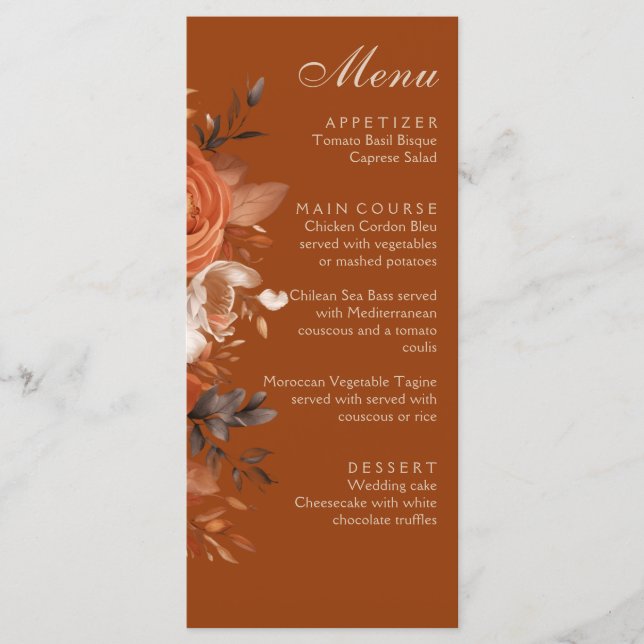 Menu Mariage orange brûlé (Devant)