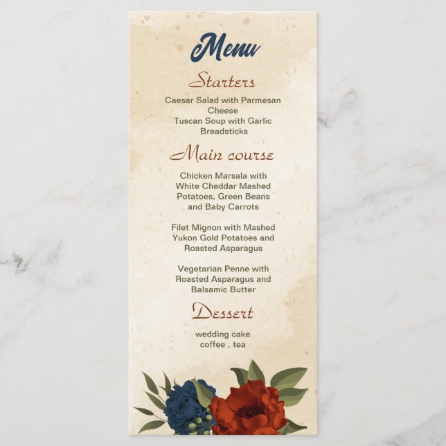 Menu mariage orangé orangé (Devant)
