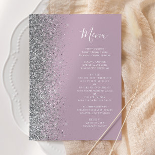 Menu Mariage Pailleté Argent Lilas Poussiéreux