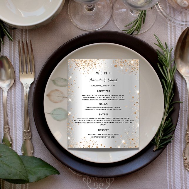 Menu mariage parties scintillant or argent scintil (Créateur téléchargé)