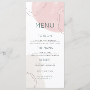 Menu Mariage Pastel Abstrait Cream Shapes Lines