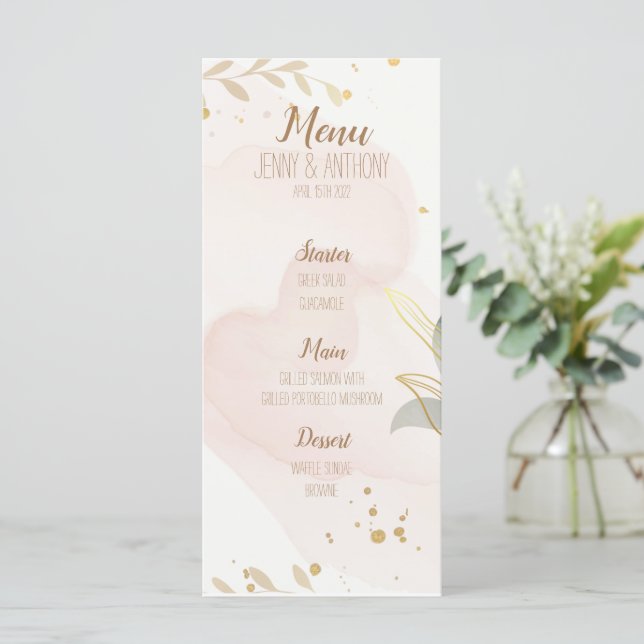 Menu Mariage Pastel Watercolor (Debout devant)