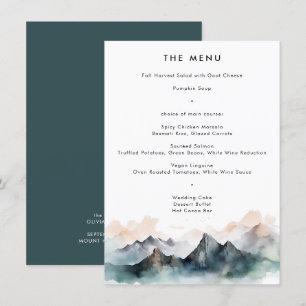 Menu Mariage paysager moderne Watercolor Mountain