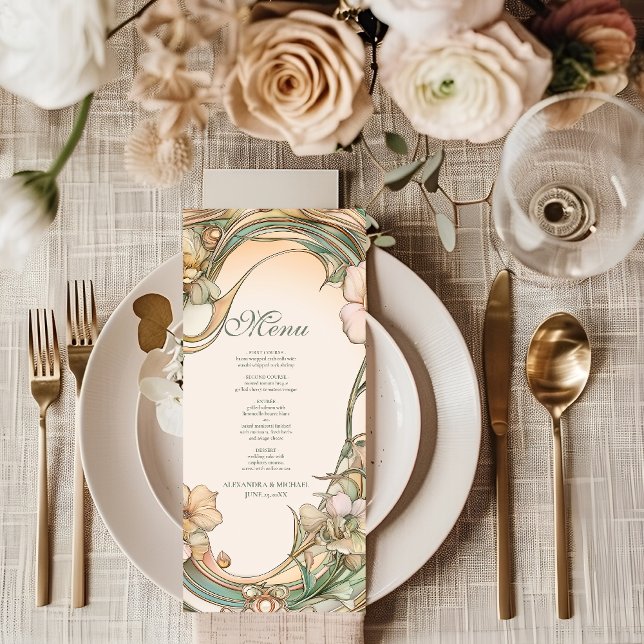 Menu Mariage Peach Cream Bloom (Créateur téléchargé)