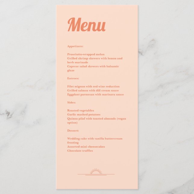 Menu Mariage Peachy (Devant)