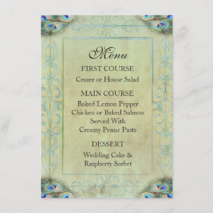 Menu Mariage Peacock vintage