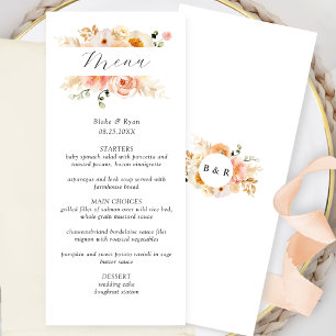 Menu Mariage Pêche, Blush et Champagne avec Monogr