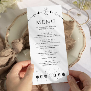 Menu Mariage Phases de la Lune du croissant noir célest