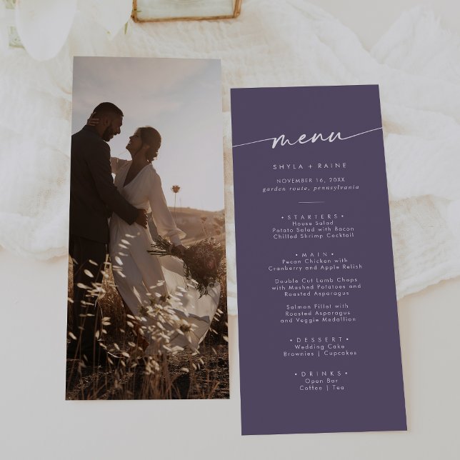 Menu Mariage photo Boho Chic Plum Purple (Créateur téléchargé)