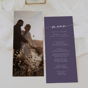 Menu Mariage photo Boho Chic Plum Purple