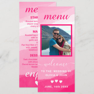 Menu Mariage photo couleur rose moderne