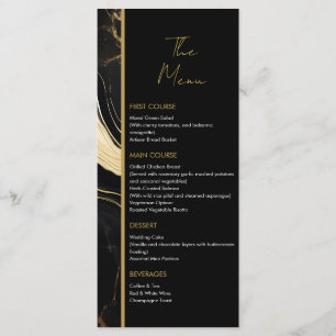Menu Mariage photo de luxe en marbre noir et or
