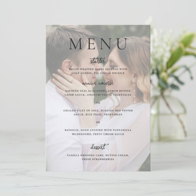 Menu Mariage Photo Éditorial Moderne (Debout devant)