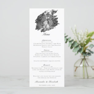 Menu Mariage photo moderne Brushstroke   BLANCHE