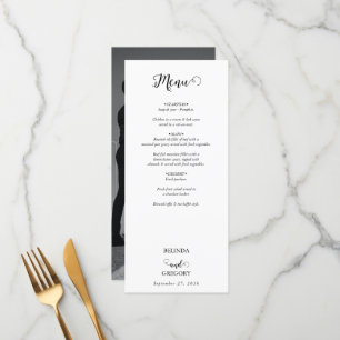 Menu Mariage photo moderne en noir et blanc