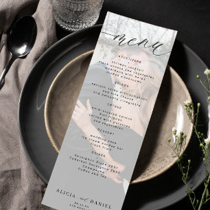 Menu Mariage photo moderne en noir et blanc