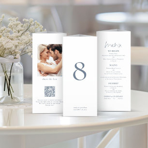 Menu Mariage Photo Tableau Aucun Texte Bleu Triple