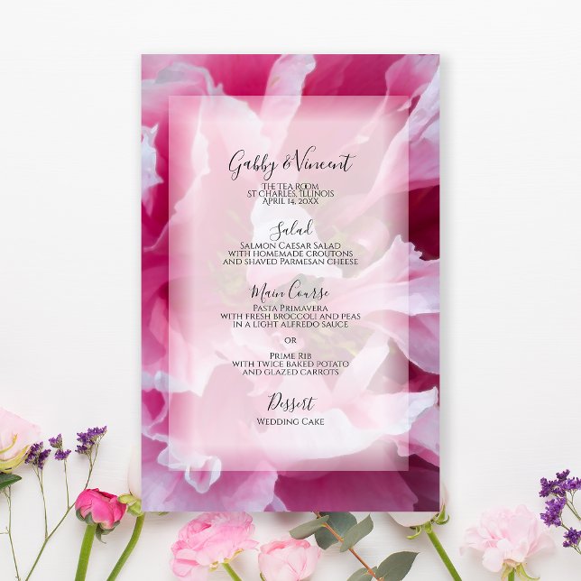 Menu Mariage Pink Peony (Créateur téléchargé)